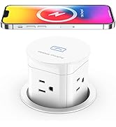 Jgstkcity Pop Up Outlet with 15W Wireless Charger,4 Outlets 15A, Splash Resistant,3 inch Desk Hol...
