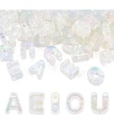 FASHEWELRY Crystal Clear Large Letter Beads 50 Pcs Acrylic Colorful Big Alphabet Bead Vowel AEIOU...