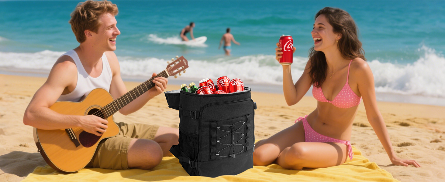 Beach days made perfect with MIYCOO beach backpack, keeping drinks cold for endless fun.