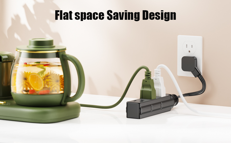 1 FT Short Power Extension Cord, HITRENDS 3 Outlet Extension Cord, 3 Prong Grounded Wire