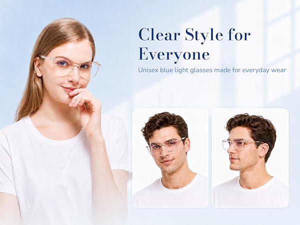 clear blue light glasses for women
