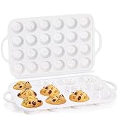 CAKETIME Silicone Muffin Pans for Baking, Metal Reinforced Frame Regular 12 Cups &amp; Mini 24 Cups C...
