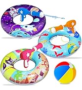 FindUWill Pool Floats with Water Guns Kids, Inflatable Pool Swim Tubes with Beach Ball, Pool Floa...