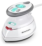 BEAUTURAL Mini Travel Steam Iron for Clothes with Dual Voltage, Non-Stick Soleplate, Anti-Slip Ha...