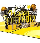 Ribbli Birthday Cards Pop Up Birthday Card Happy Birthday Card 3D Black and Gold Birthday Cards f...