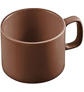 VOBAGA Coffee Mug 11 oz Tea Cup with Flat-Bottom Warming Coffee Milk for Office and Home ( Brown1)
