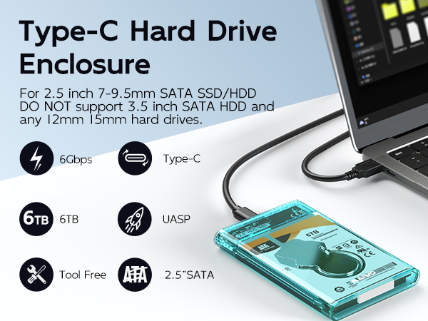 Usb 3.0 C to 2.5 inch 2.5” sata hdd ssd external hard drive disk enclosure docking station