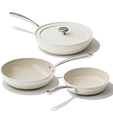 Redchef Ceramic Frying Pans, 4-Piece Non Stick Frying Pans, Non Toxic Skillet with Lid, Ceramic C...