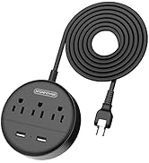 NTONPOWER 2 Prong Power Strip, 2 Prong Extension Cord 15 ft, 2 Prong to 3 Prong Outlet Adapter wi...