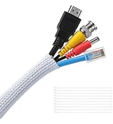 Yecaye 10ft - 1/2 inch Cable Sleeve Cord Protector, Split Braided Wire Loom Tubing for TV Compute...