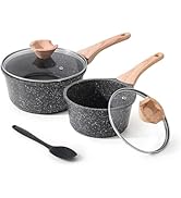 Kordisen Sauce Pan Set with Lid, 1.5QT &amp; 2.5QT Non Stick Small Pot with Granite Coating, Saucepan...