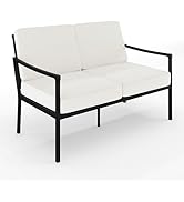 Martha Stewart Lily Pond All-Weather Patio Loveseat with Elevated Backrest Design and Steel Frame...