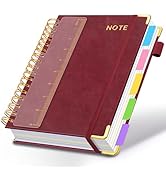 Hardcover Spiral Notebooks for Work 8''x 10'', 300 Pages 5 Subject Notebook with Dividers &amp; Tabs,...