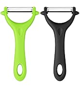 AUAUY 2-Piece Y-Shaped Swivel Vegetable Peeler, Non-Slip Ergonomic Handle, Stainless Steel Blade,...