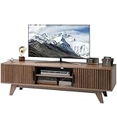 Claiks Mid-Century Modern TV Stand for 65 inch TV, Wood Fluted TV Stand with Storage and Adjustab...
