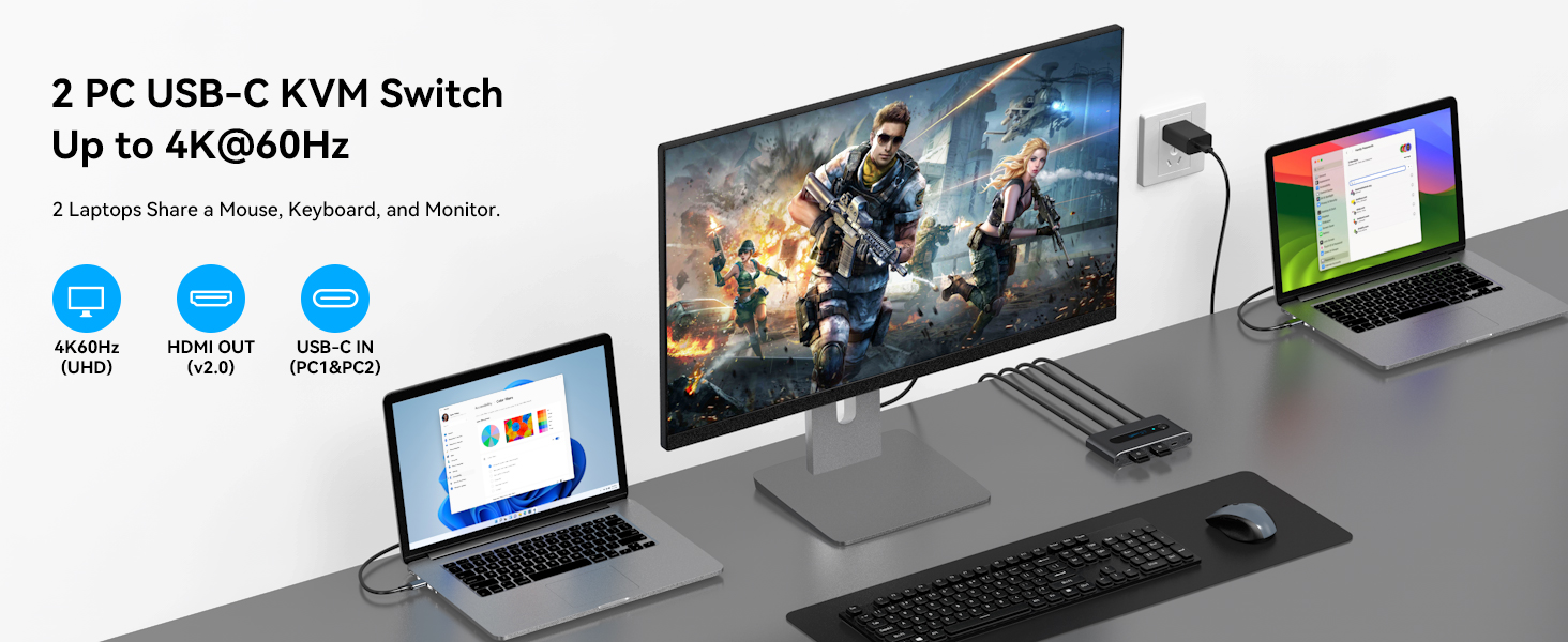 thunderbolt kvm hdmi kvm switch 2 port