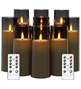 kakoya Flickering Flameless Candles Battery Operated with Remote and 2/4/6/8 H Timer Plexiglass L...