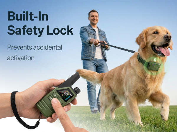 remote dog training collar with safety lock waterproof vibration beep rechargeable collar