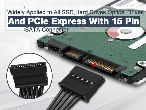 15 Pin SATA Power Extension Cable