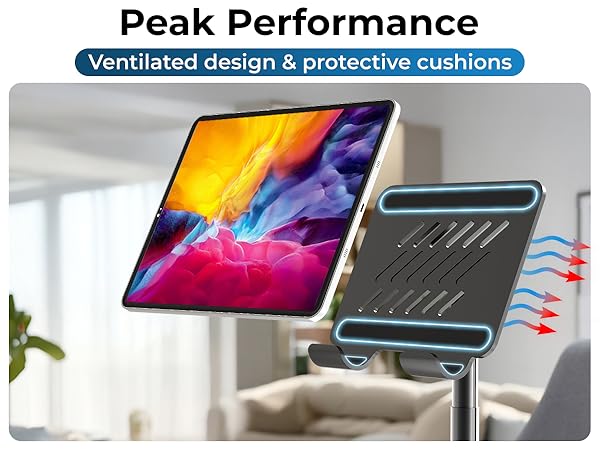 Smart cooling portable monitor stand, ventilated tablet stands keep devices safe and cool
