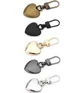 5Pcs Heart Shaped Zipper Pull Replacement Metal Zipper Backpack Zippers Mend Fixer Repair for Coa...