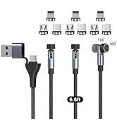 NetDot Magnetic Charging Cable,6in1 Gen12 (6.6ft/3 Pack Black) 18W Fast Charging Magnetic Phone C...