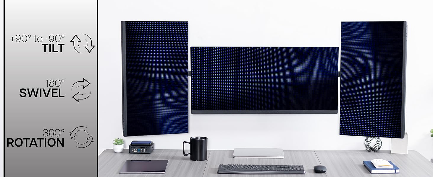 Telescoping Triple Monitor Desk Mount