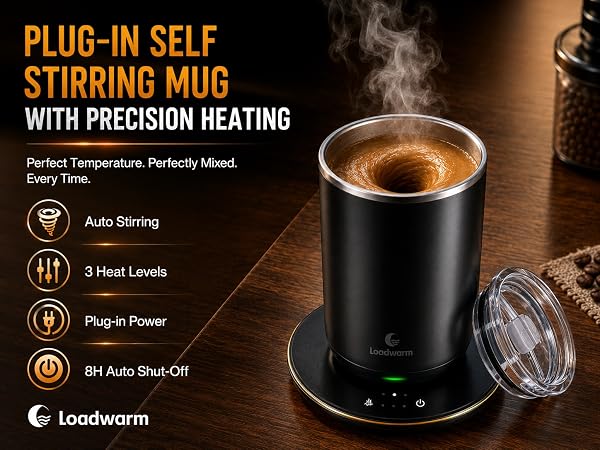Plug-In Self-Stirring Mug with Precision Heating