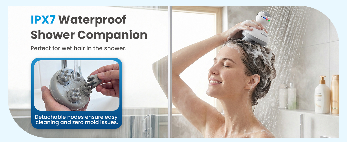 Waterproof hair scrubber for shower use