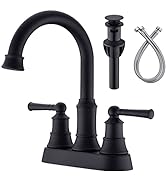 Matte Black Bathroom Faucet 2 Handle Lavatory Brass Vanity Sink Faucet 360° Swivel Spout 4 Inch C...