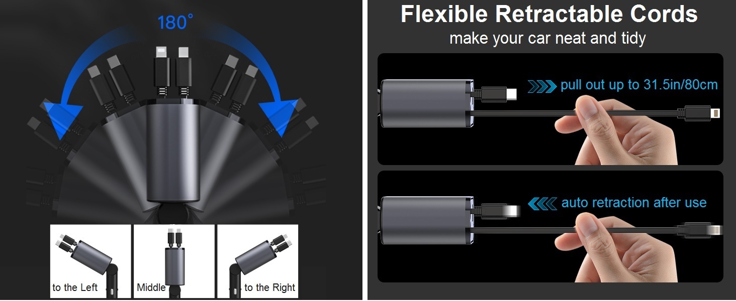 car charger with retractable cords
