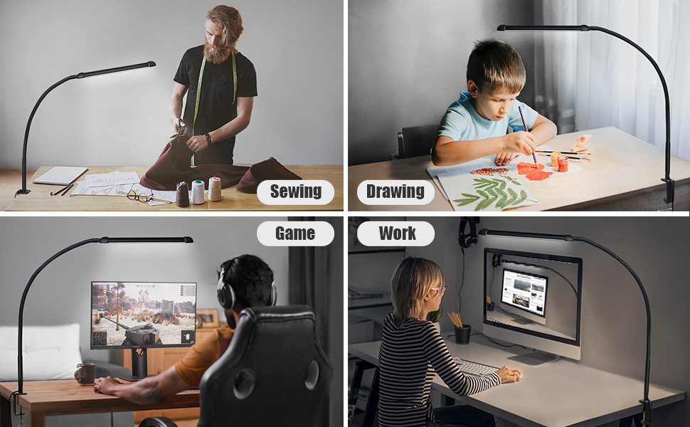 different enviornment using led desk lamp with clamp