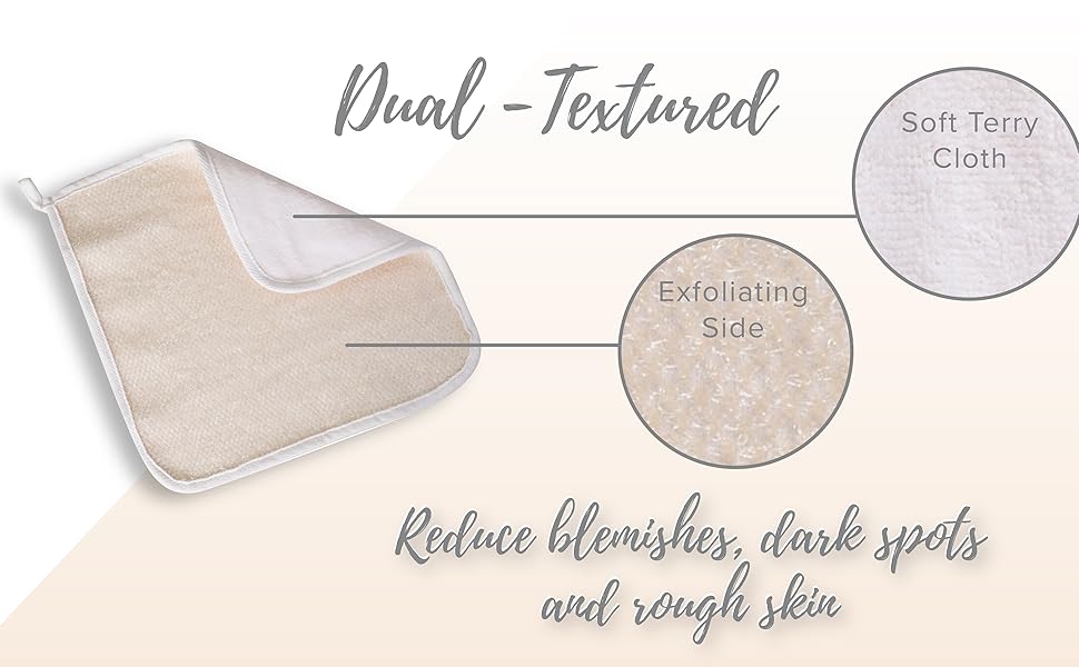 Dual-textured wash cloth reduces blemishes and dark spots