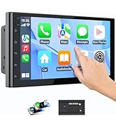 Haudio Double Din Wireless CarPlay Screen for Car, 7" HD Touchscreen with Apple CarPlay, Android ...