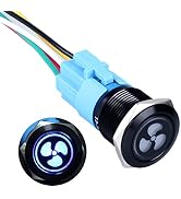 DMWD 1pc 19mm Metal Latching Push Button Switch Fan Symbol 3/4