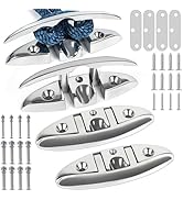 DEDU Folding Boat Cleats 8.5 Inch 4 Pack, Boat Cleats Dock Cleats 316 Stainless Steel 3 Holes, Bo...