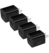 Single Port Charging Block, 4Pack 1A/5V Black Wall Charger Box USB Charging Plug Cube Brick for i...