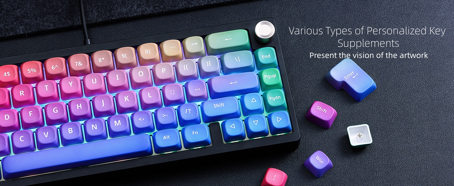 PBT Keycaps, Gradient Custom Cute Keycaps for Mechanical Keyboard MOA Profile Keycap