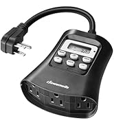 DEWENWILS Outdoor Digital Timer for Lights, 7-Day Programmable Plug in Timer with 3 Grounded Outl...