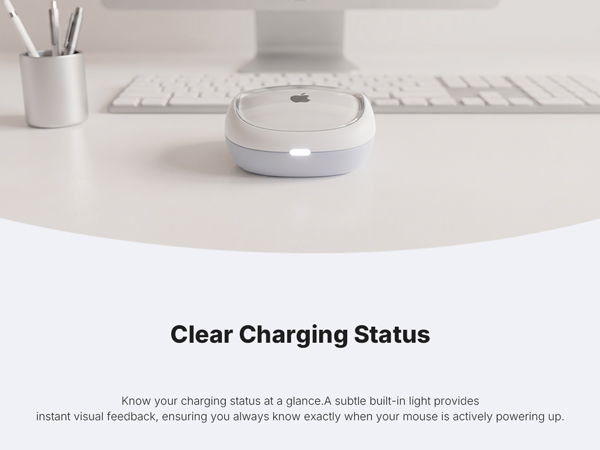 Magic Mouse charger with clear LED status light