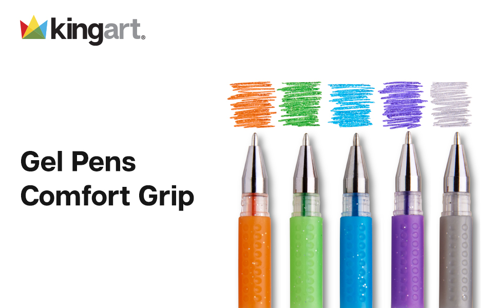 Gel Pens - Comfort Grip - 12 Glitter Colors