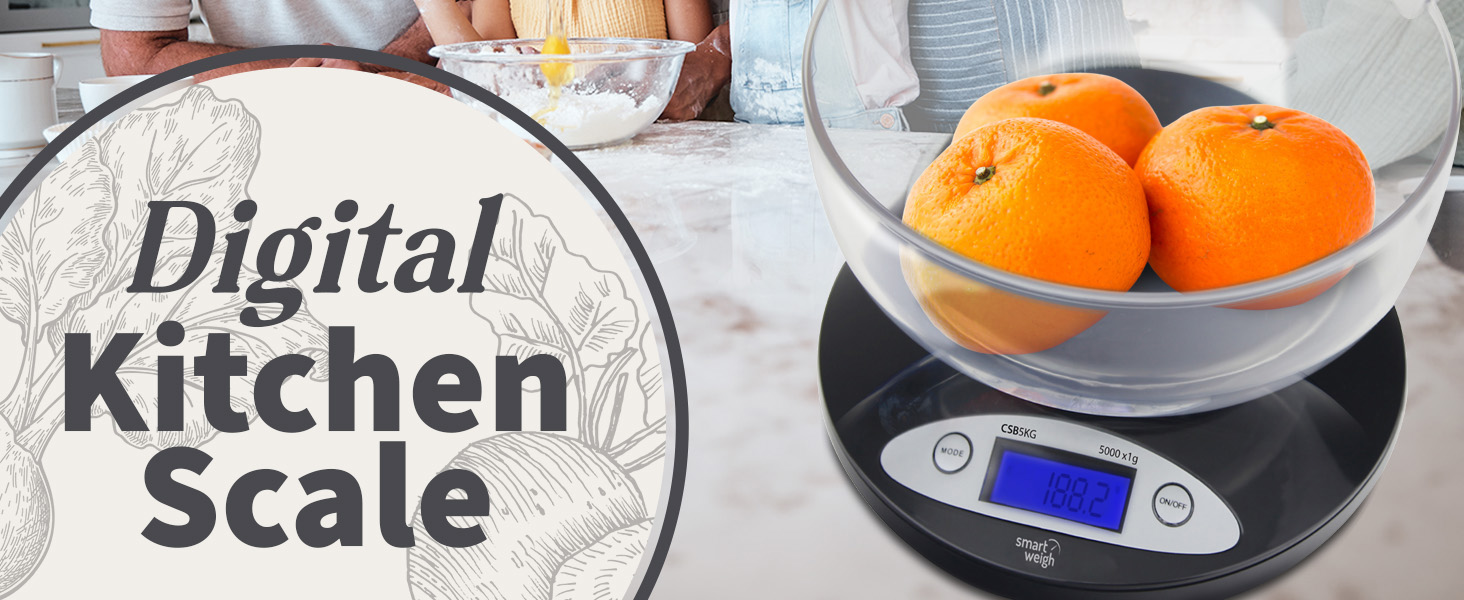 Smart Weigh Digital Kitchen Scale weighing oranges