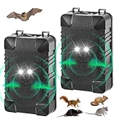2 Pack Under Hood Rodent Repeller with Flashing Strobe Light&Battery Powered, Ultrasonic Rodent R...