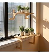 Window Plant Shelves with Suction Cups, Adjustable No-Drill Window Shelf for Plants, 21.7" Window...
