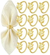 Monkkino Napkin Rings, Gold Napkin Rings, Shiny Metal Leaf Napkin Rings, Modern Fall Napkin Rings...