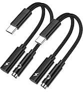 Lakeronelove USB c to 3.5mm Headphone and Charger Adapter,2 in-1 USB C PD 3.0 Charging Port to Au...