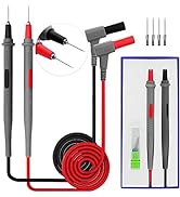 HTM Soft Silicone Multimeter Test Leads, Electrical Multimeter Test Lead Kit with Replaceable Pre...