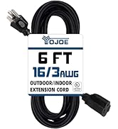YOJOE Indoor Outdoor Extension Cord, 3 Prong 13A Weatherproof Power Extension Cord, 16 Gauge Heav...