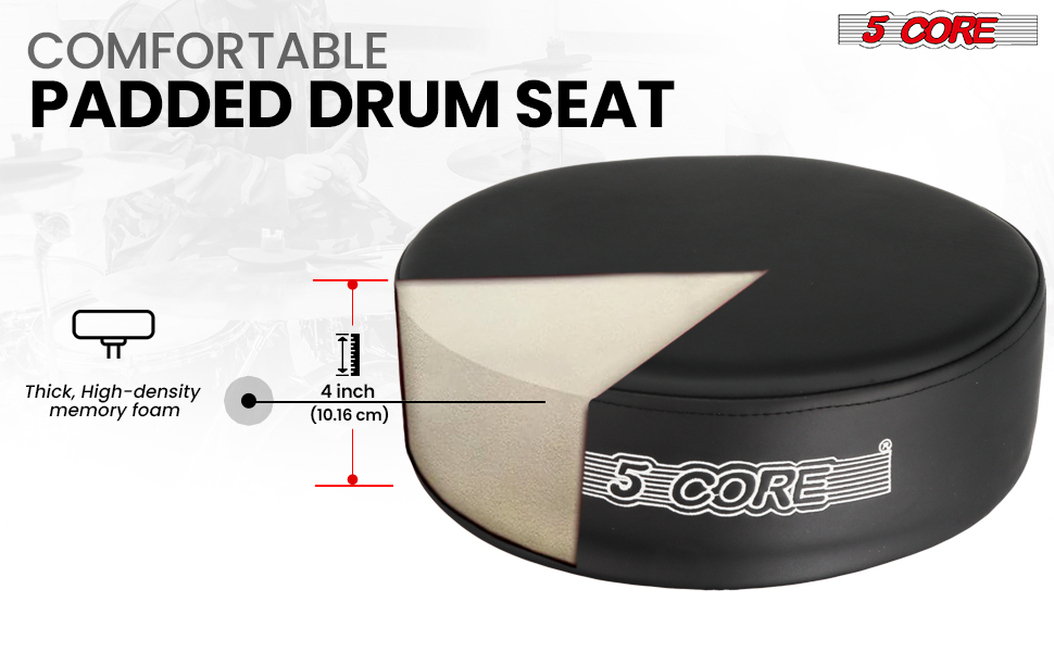 Professional Drum Throne, Seat Swivel Height Adjustable Chair Heavy Duty Stool for Drummer