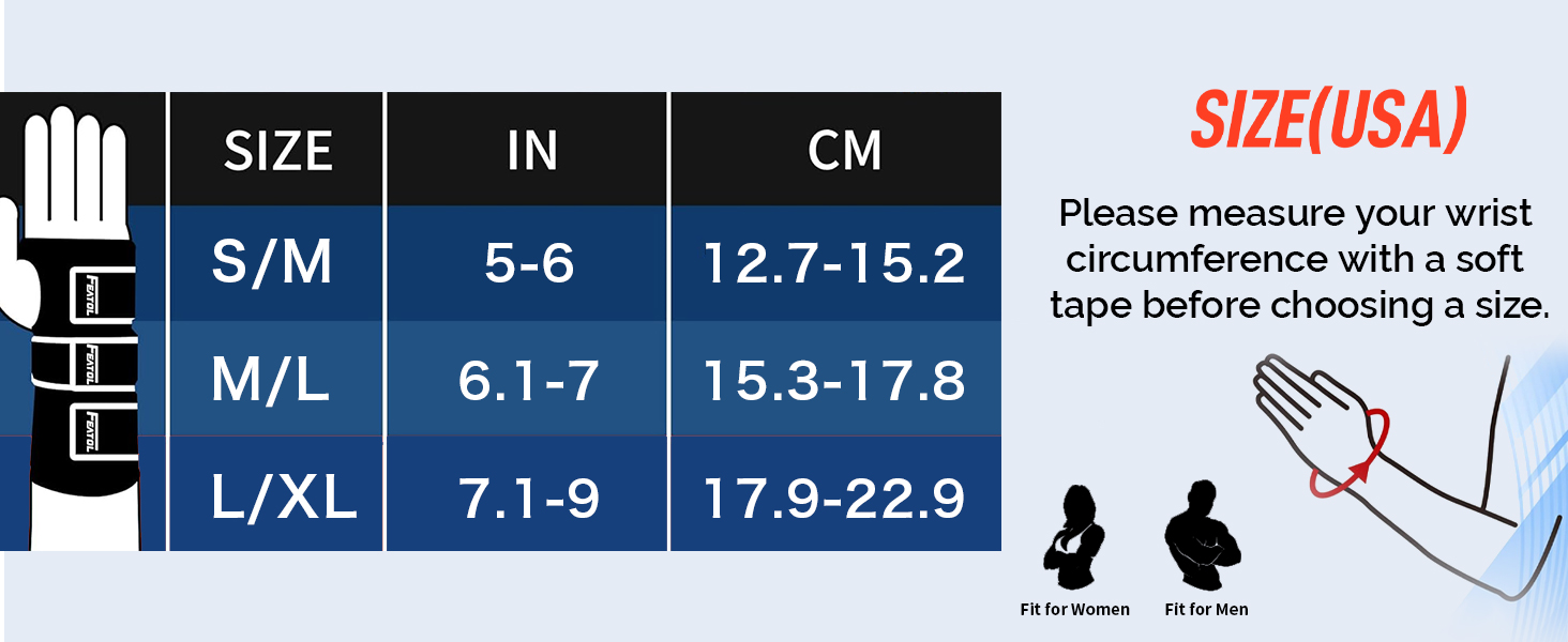 thumb brace size chart